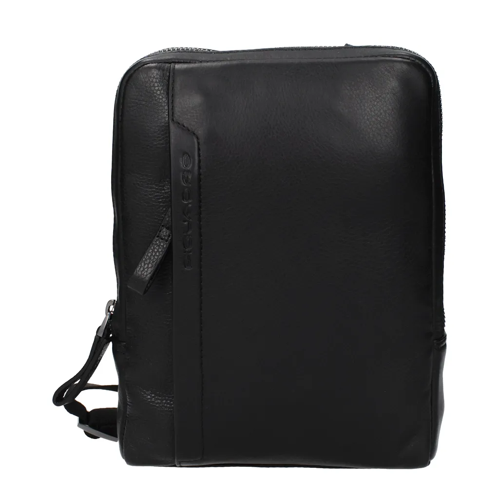 Piquadro Leather Shoulder Bag Black