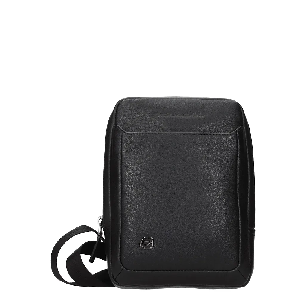 Piquadro Leather Shoulder Bag Black