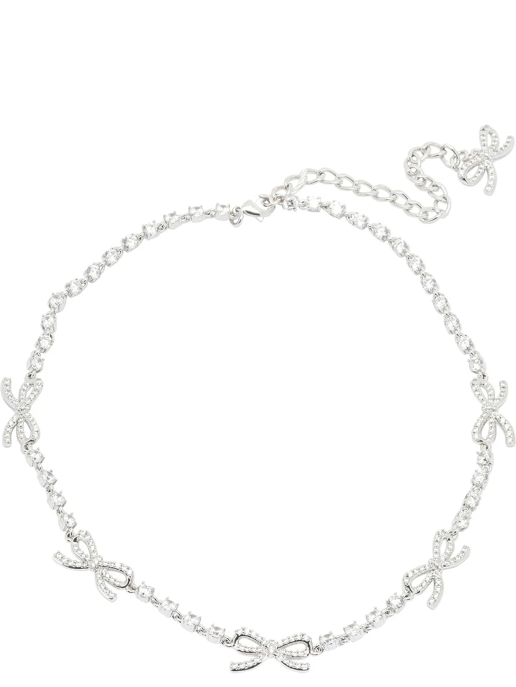 Self Portrait Necklace With Bows And Crystals