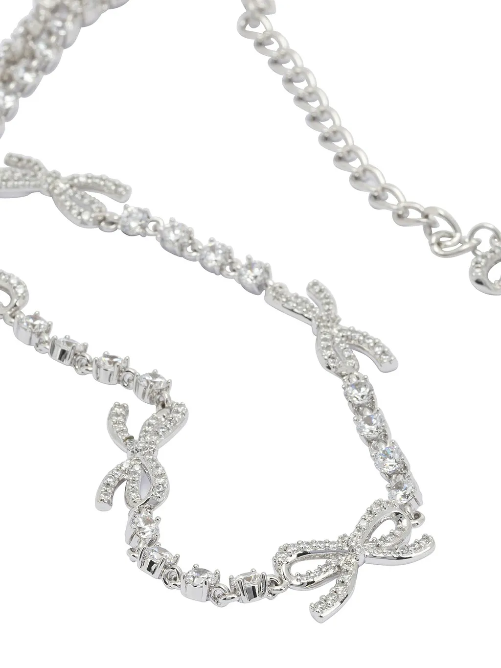 Self Portrait Necklace With Bows And Crystals