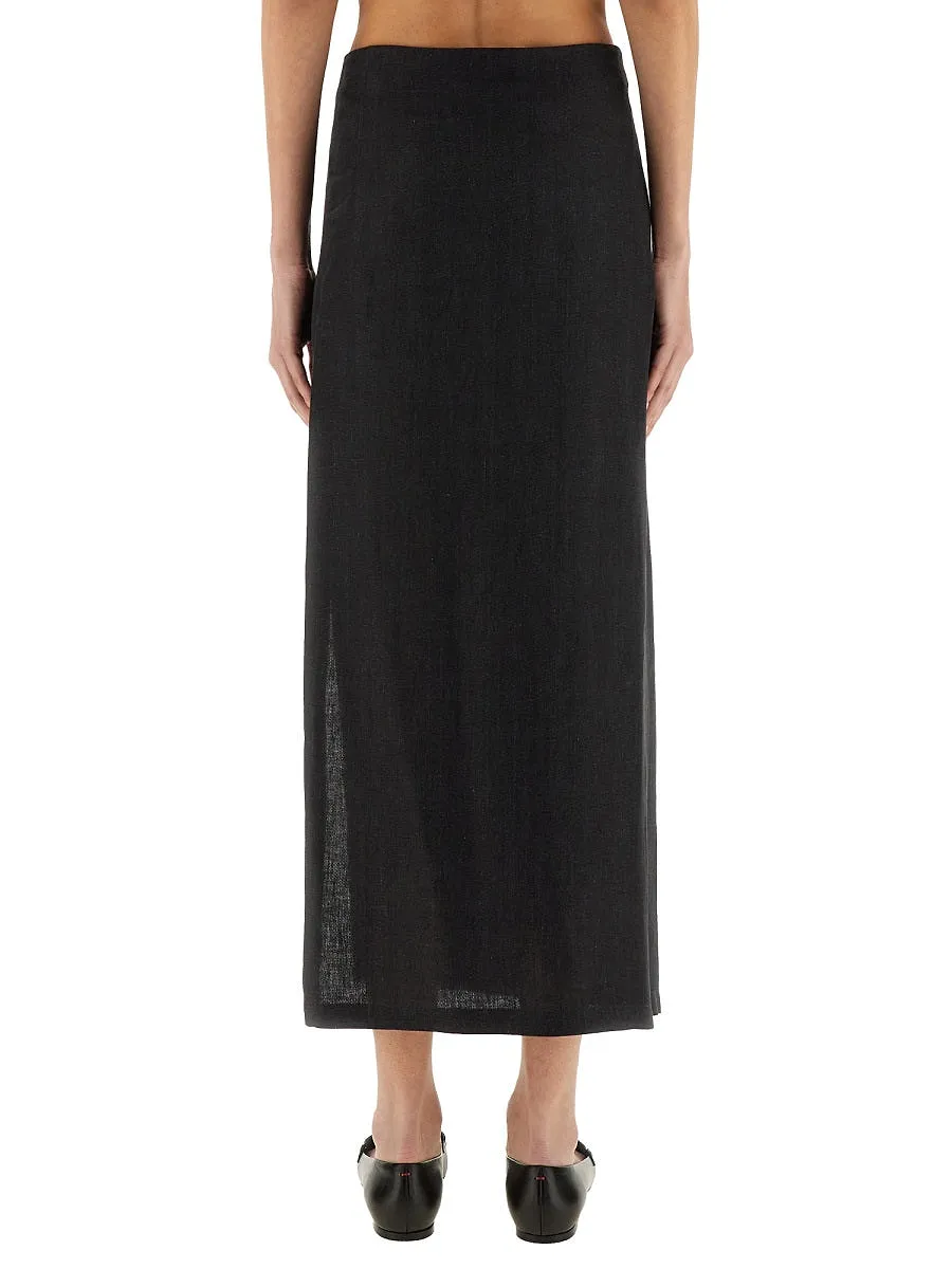 Alysi Linen Skirt With Slit