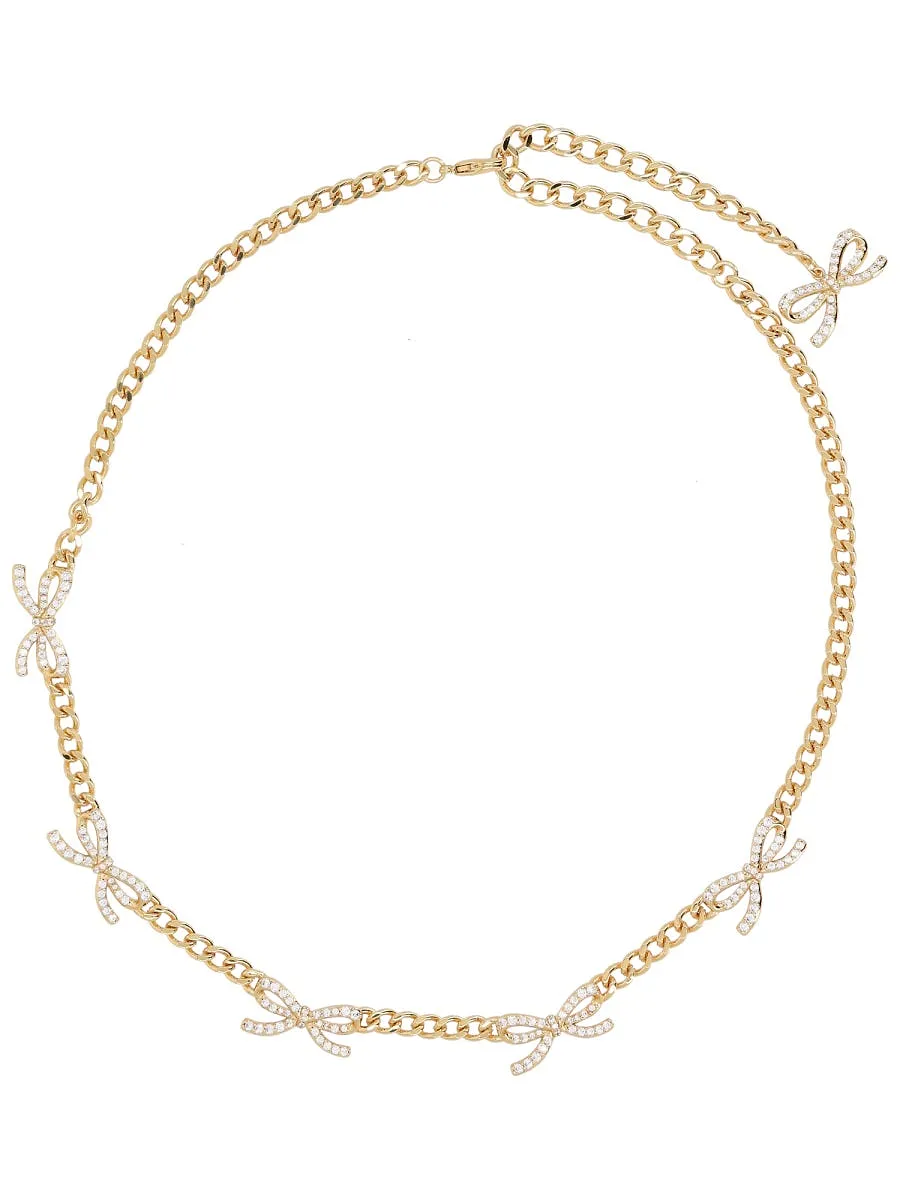 Self Portrait Necklace With Bows And Crystals