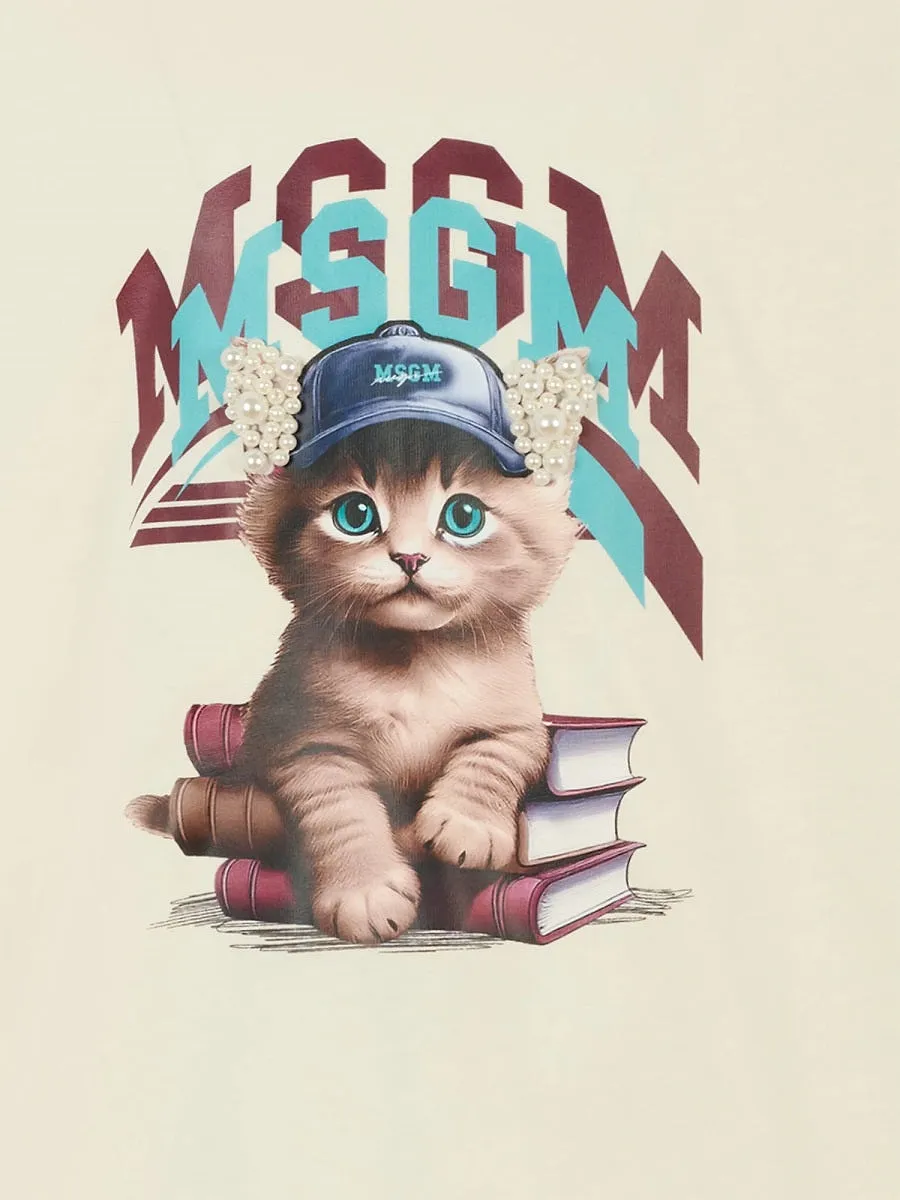 Msgm Logo T Shirt Kitty