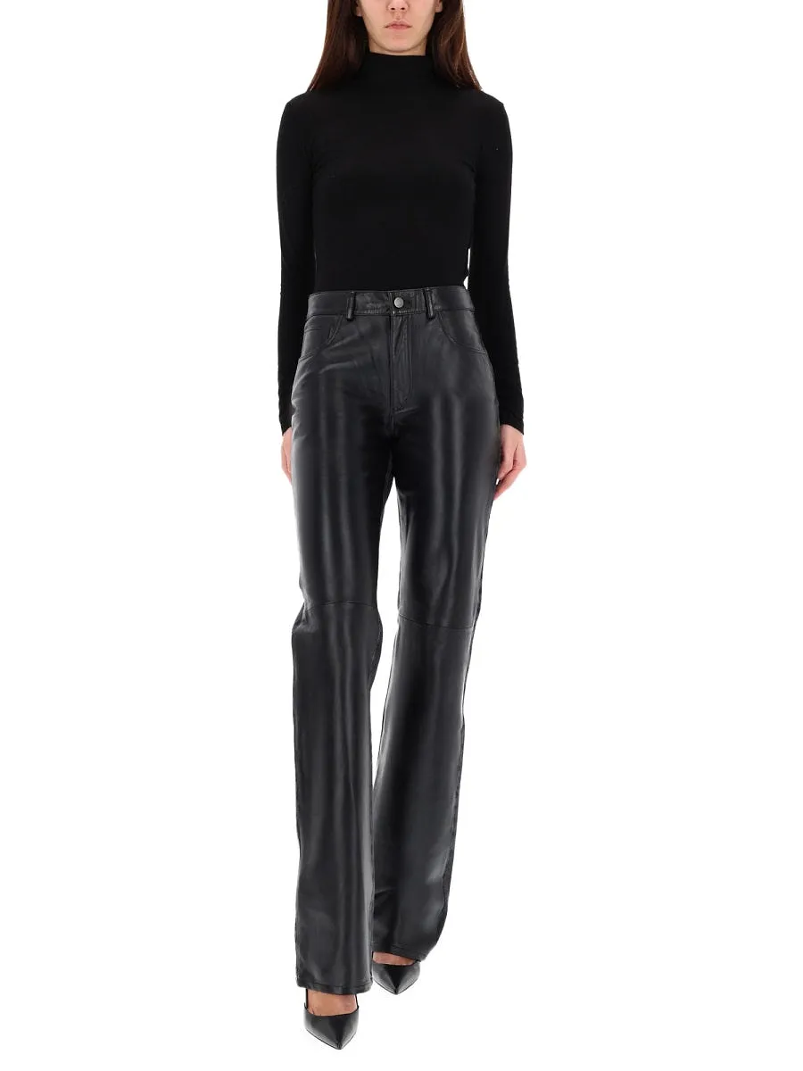 Star Black Denim & Leather Pants