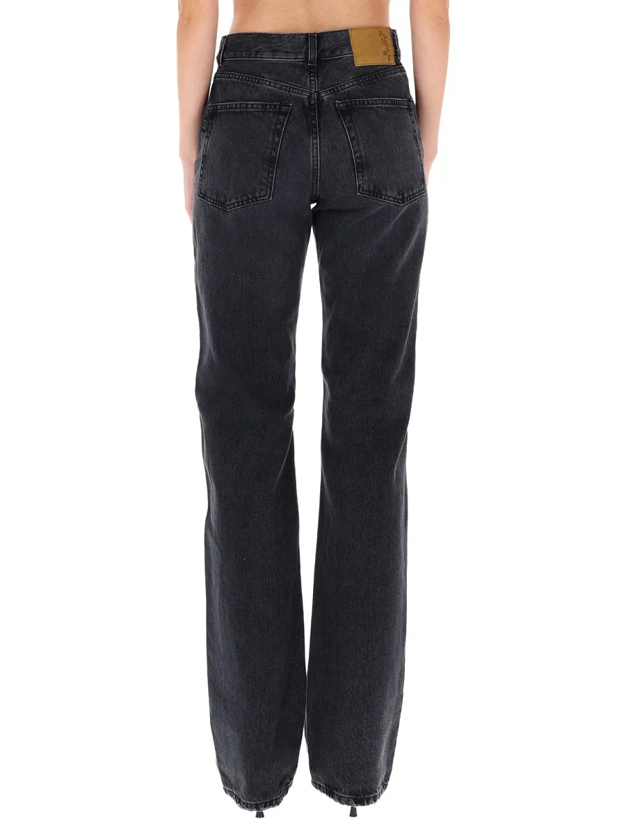 Star Black Denim & Leather Pants