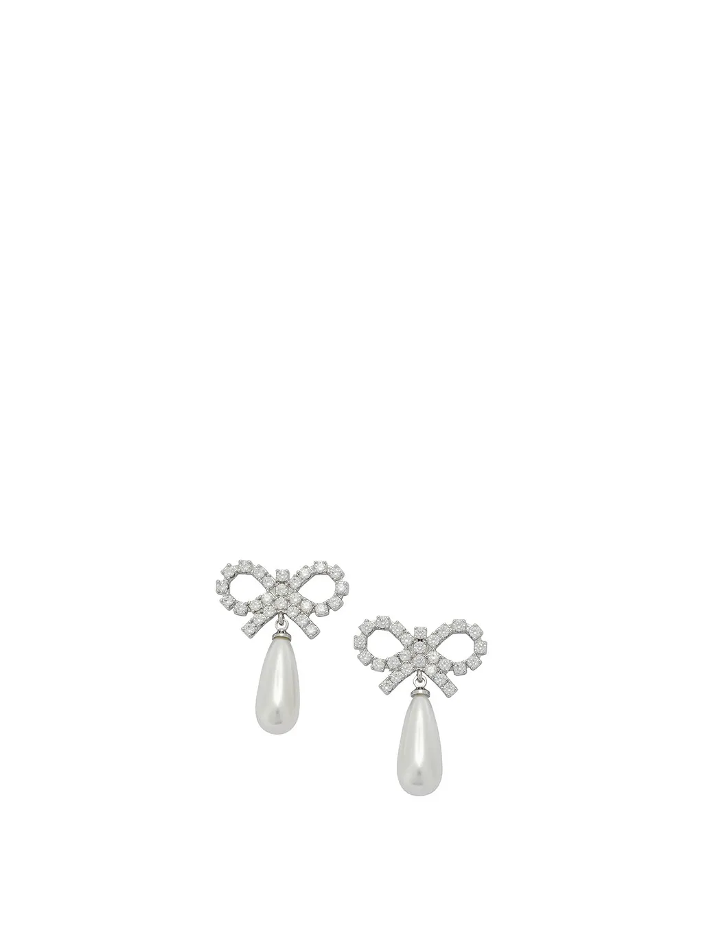 Pearl Earrings With Crystal Bow