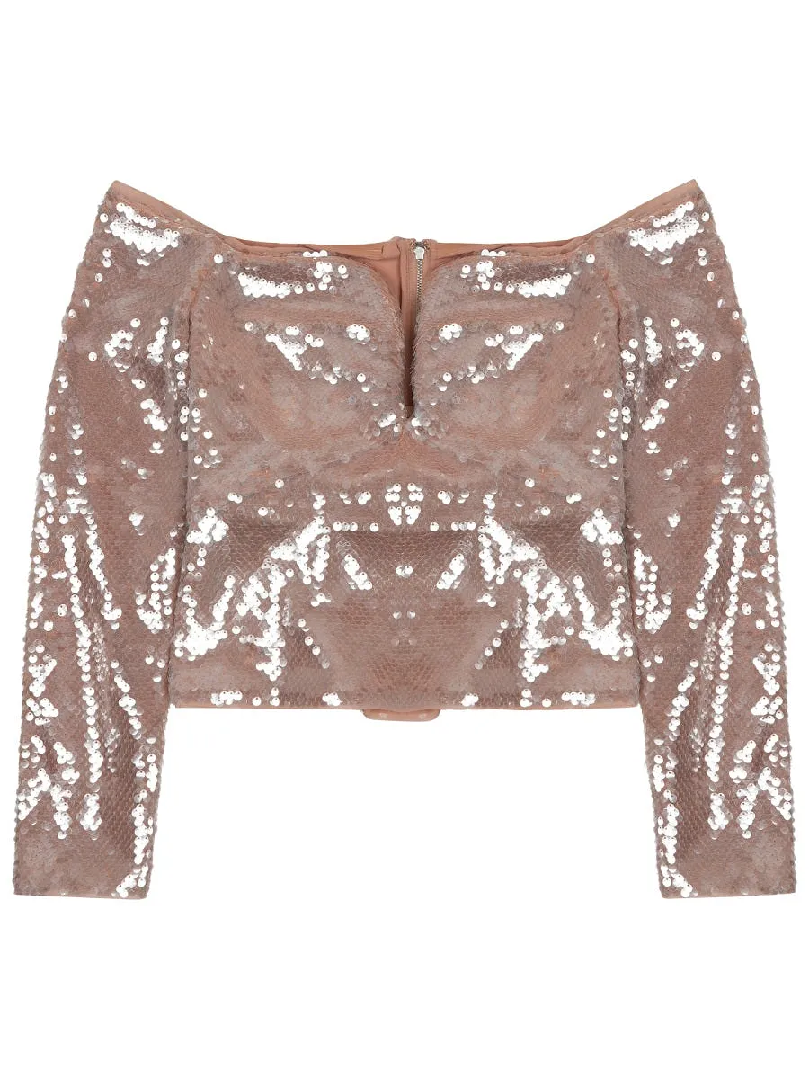 Self Portrait Sequined Sleeveless Top