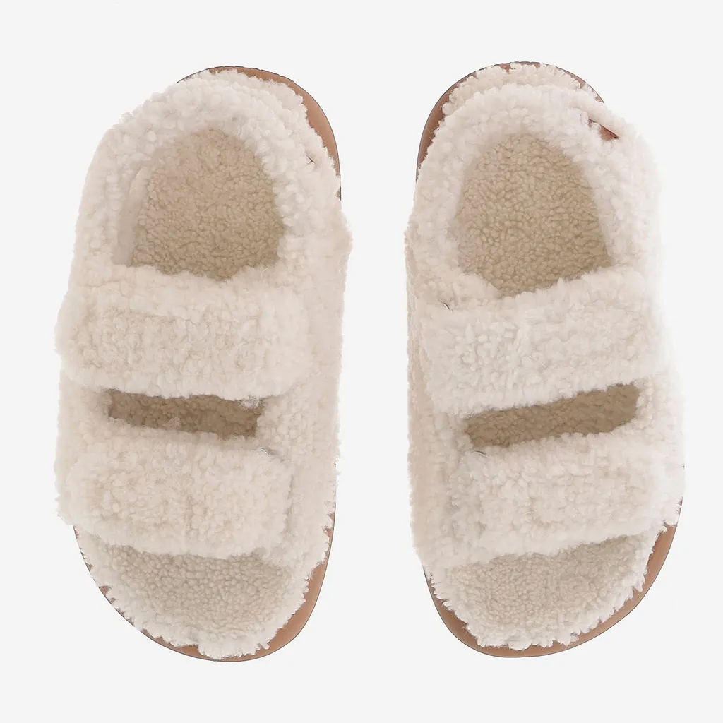 Moon Boot Shearling Sandals With Thick Sole