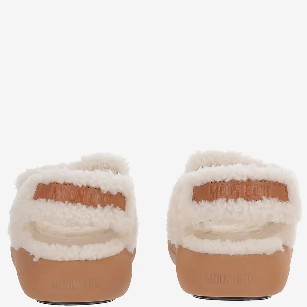 Moon Boot Shearling Sandals With Thick Sole