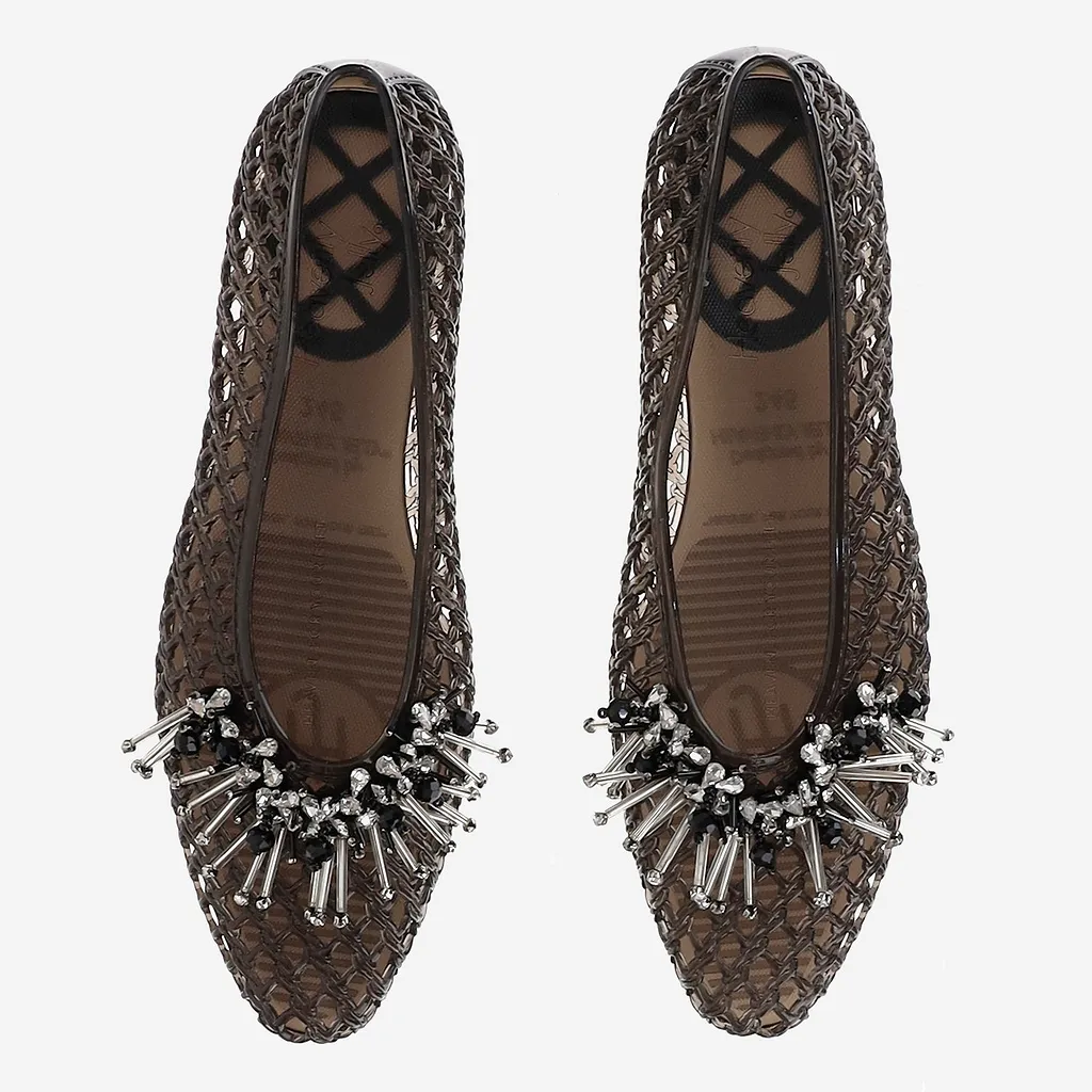 Heavenly Jelly Transparent Ballerina Flats With Decoration