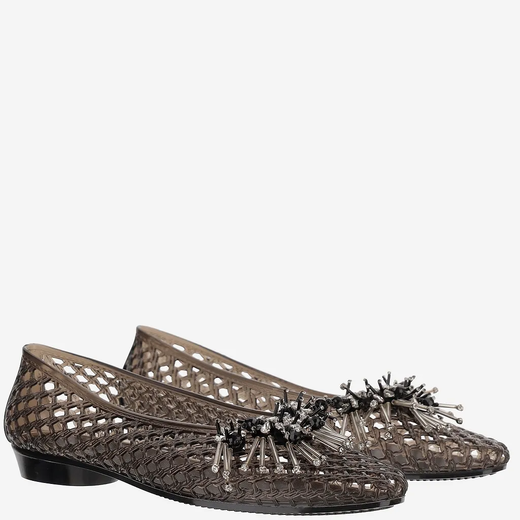 Heavenly Jelly Transparent Ballerina Flats With Decoration