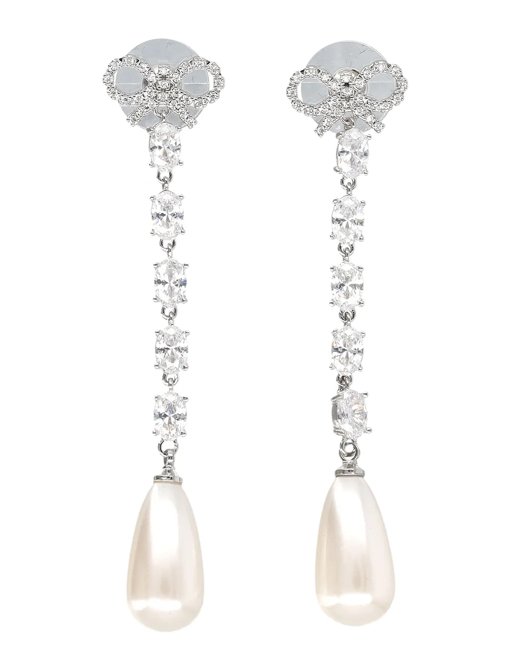 Self Portrait Bow Pearl Droplet Earrings