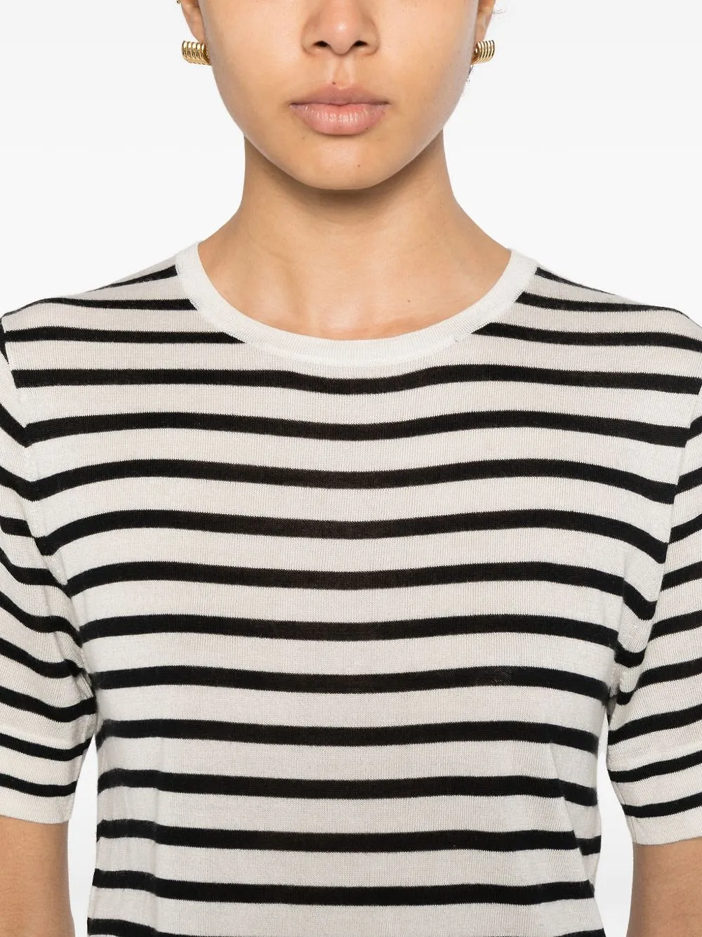 Soft Goat Striped Short Sleeve Top