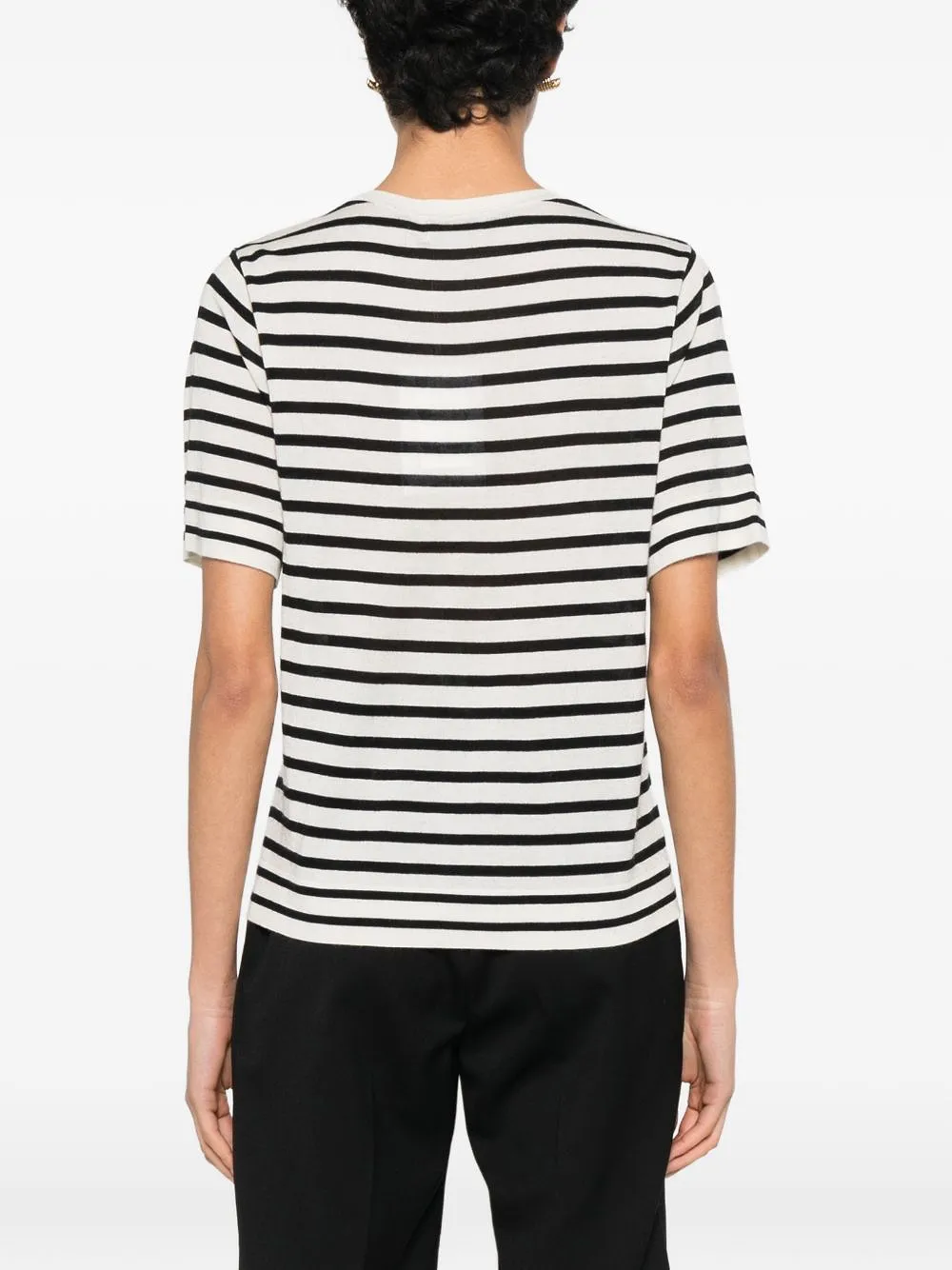 Soft Goat Striped Short Sleeve Top