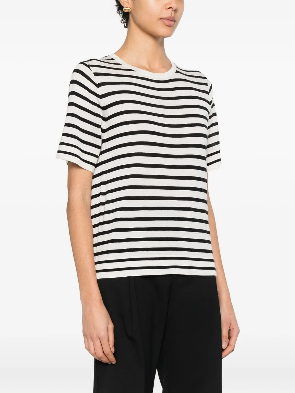 Soft Goat Striped Short Sleeve Top