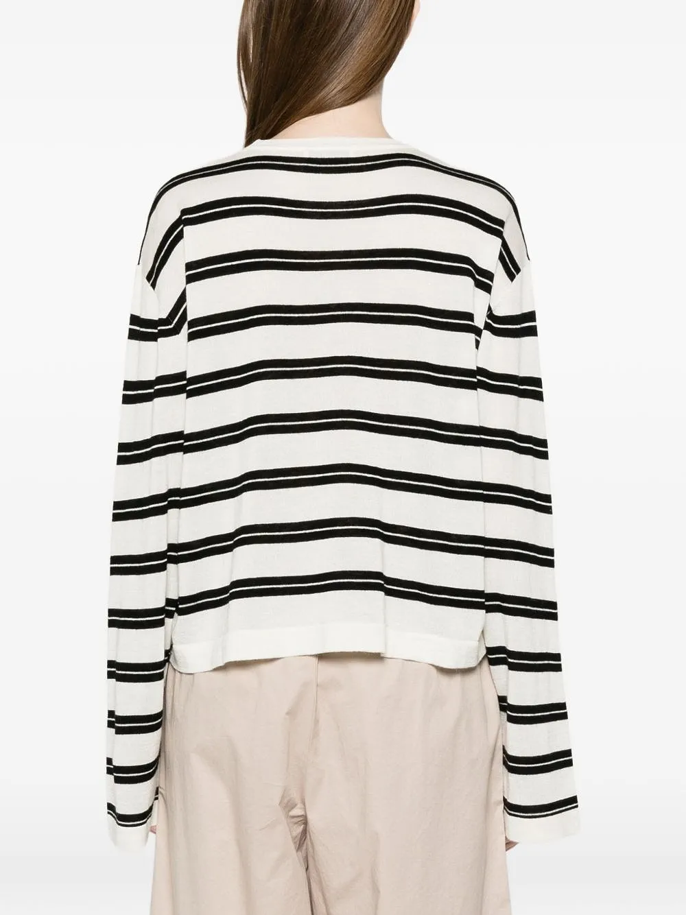 Soft Goat Striped Long Sleeve Sweater