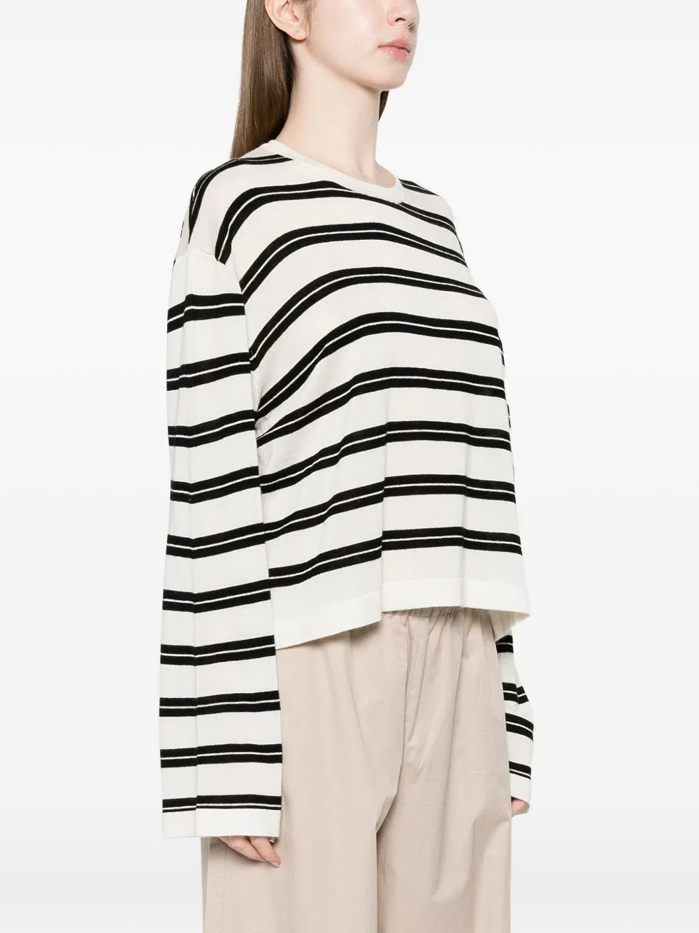 Soft Goat Striped Long Sleeve Sweater