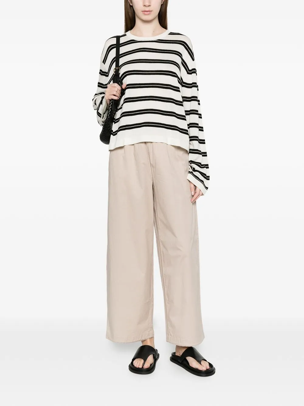 Soft Goat Striped Long Sleeve Sweater