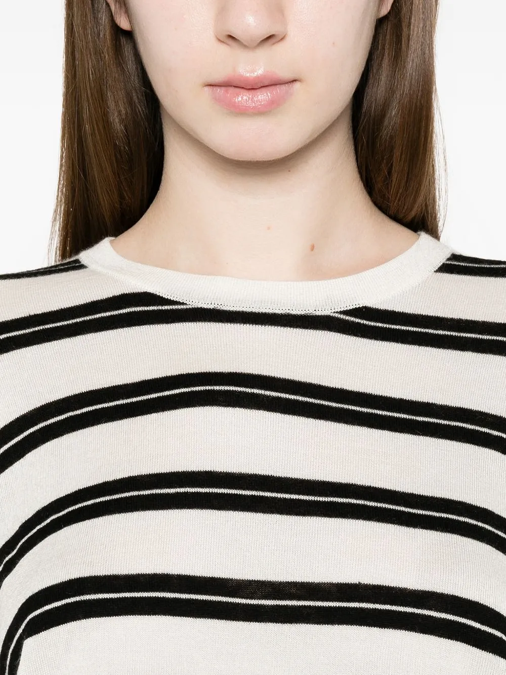 Soft Goat Striped Long Sleeve Sweater
