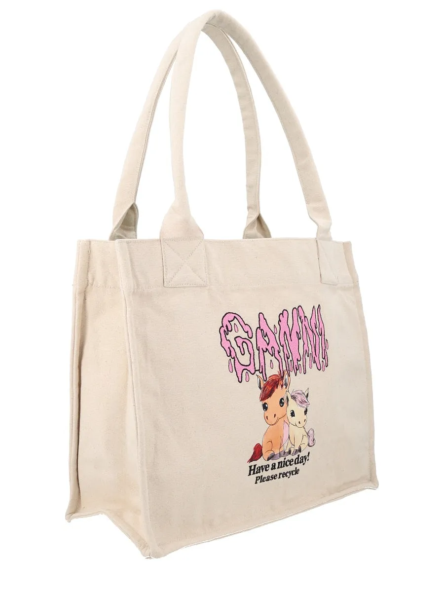 Ganni Tote Bag With Print