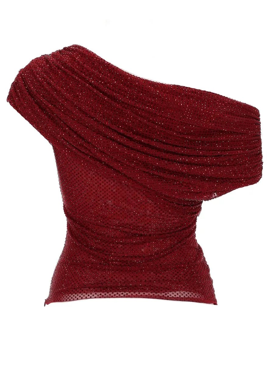 Self Portrait Asymmetrical Top With Rhinestones