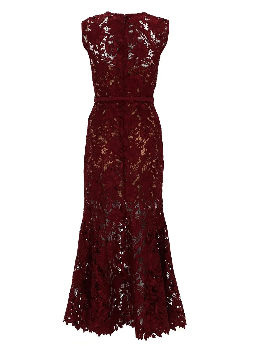 Self Portrait Floral Lace Midi Dress