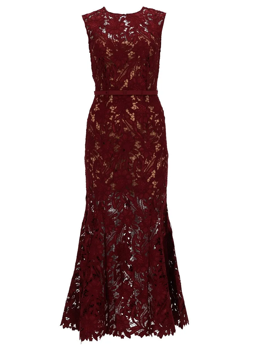 Self Portrait Floral Lace Midi Dress