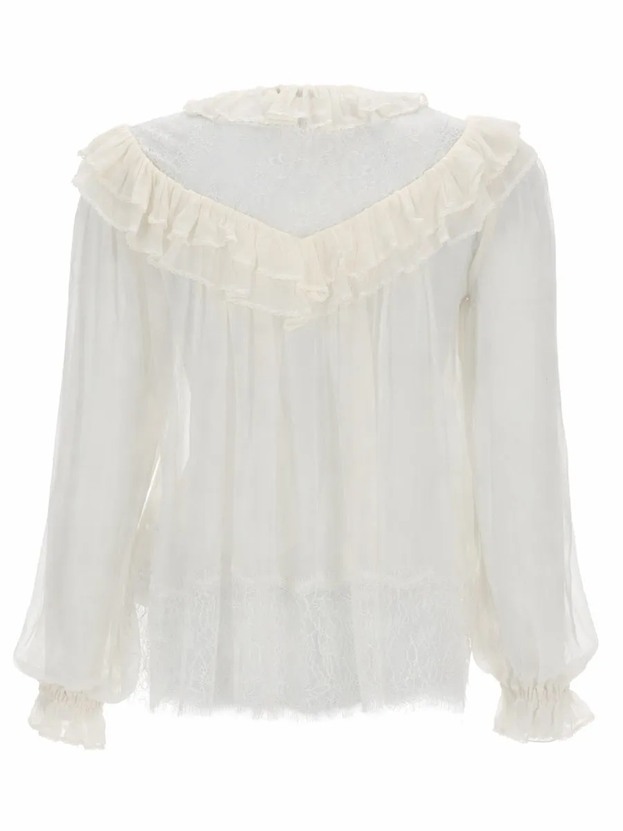 Self Portrait Georgette Blouse With Ruffles