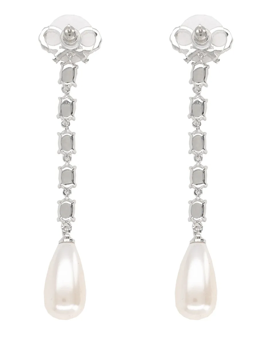 Bow Pearl Droplet Earrings
