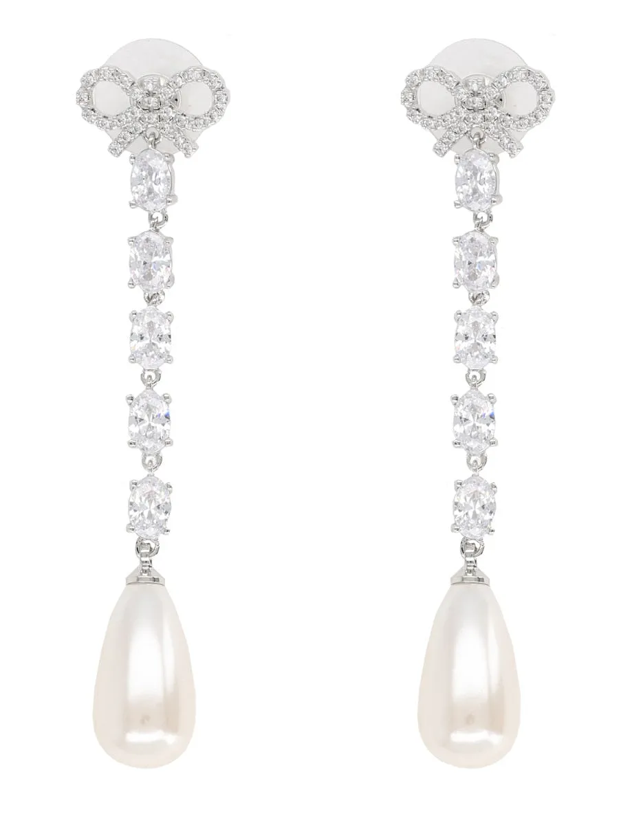 Bow Pearl Droplet Earrings