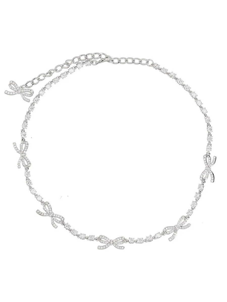 Self Portrait Crystal Bow Necklace