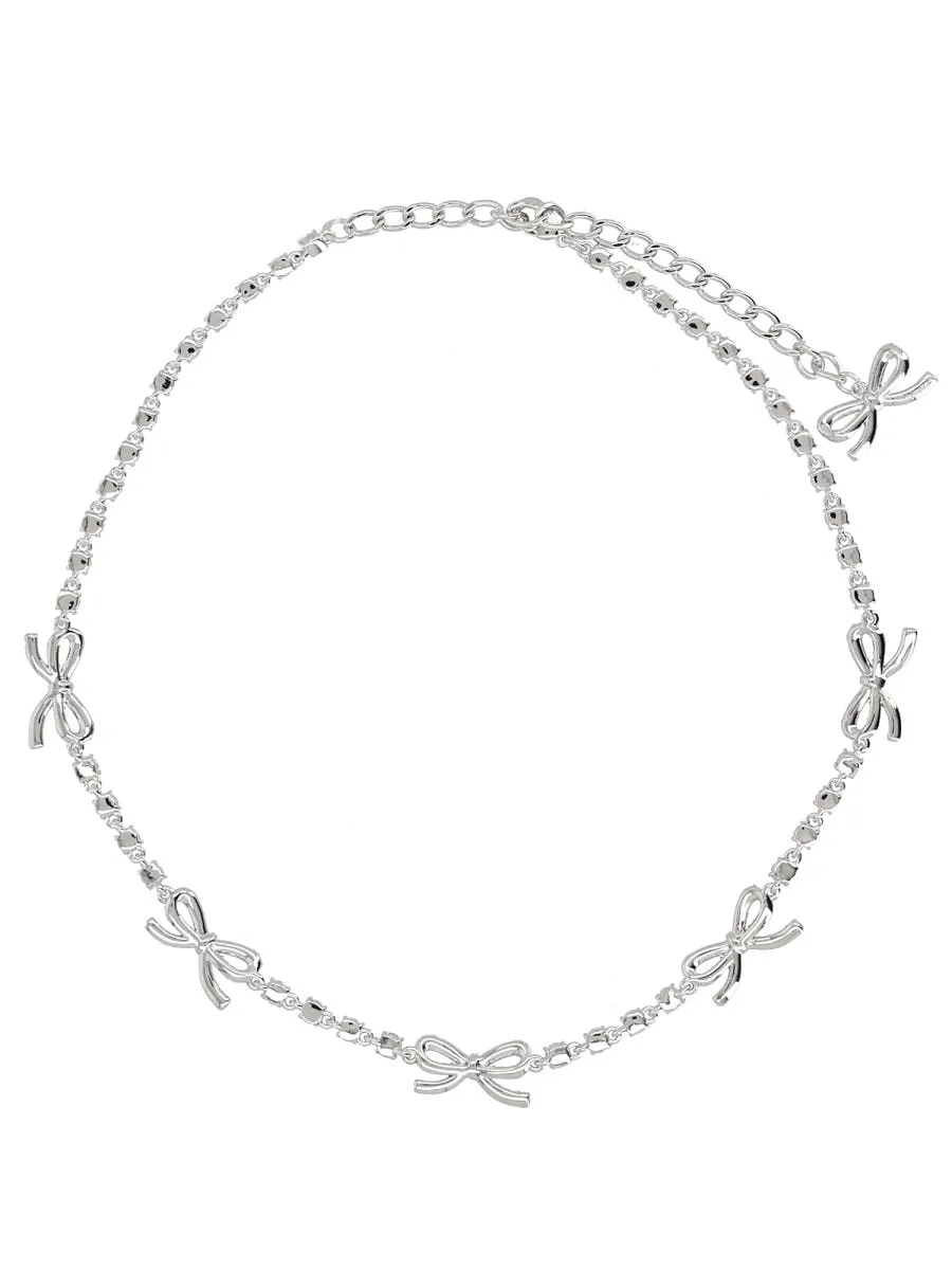 Self Portrait Crystal Bow Necklace