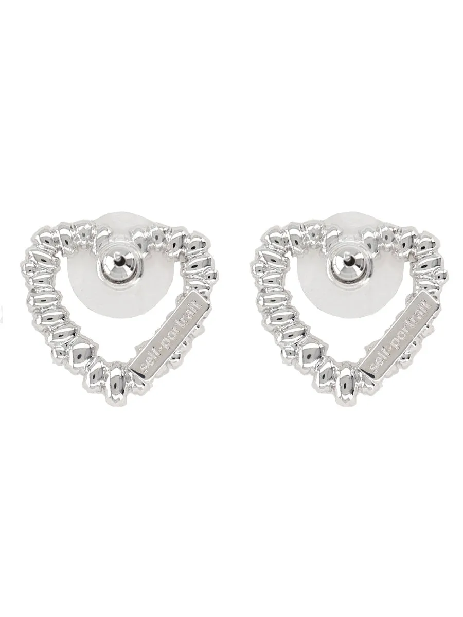 Self Portrait Crystal Heart Earrings