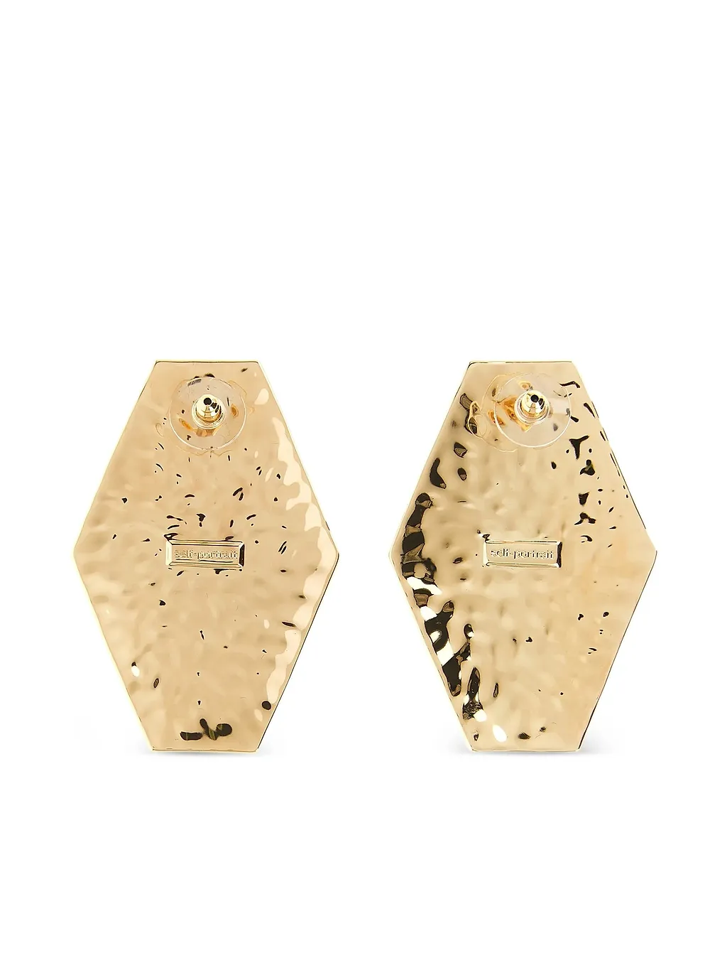 Self Portrait Large Hammered Gold Pearl Earrings