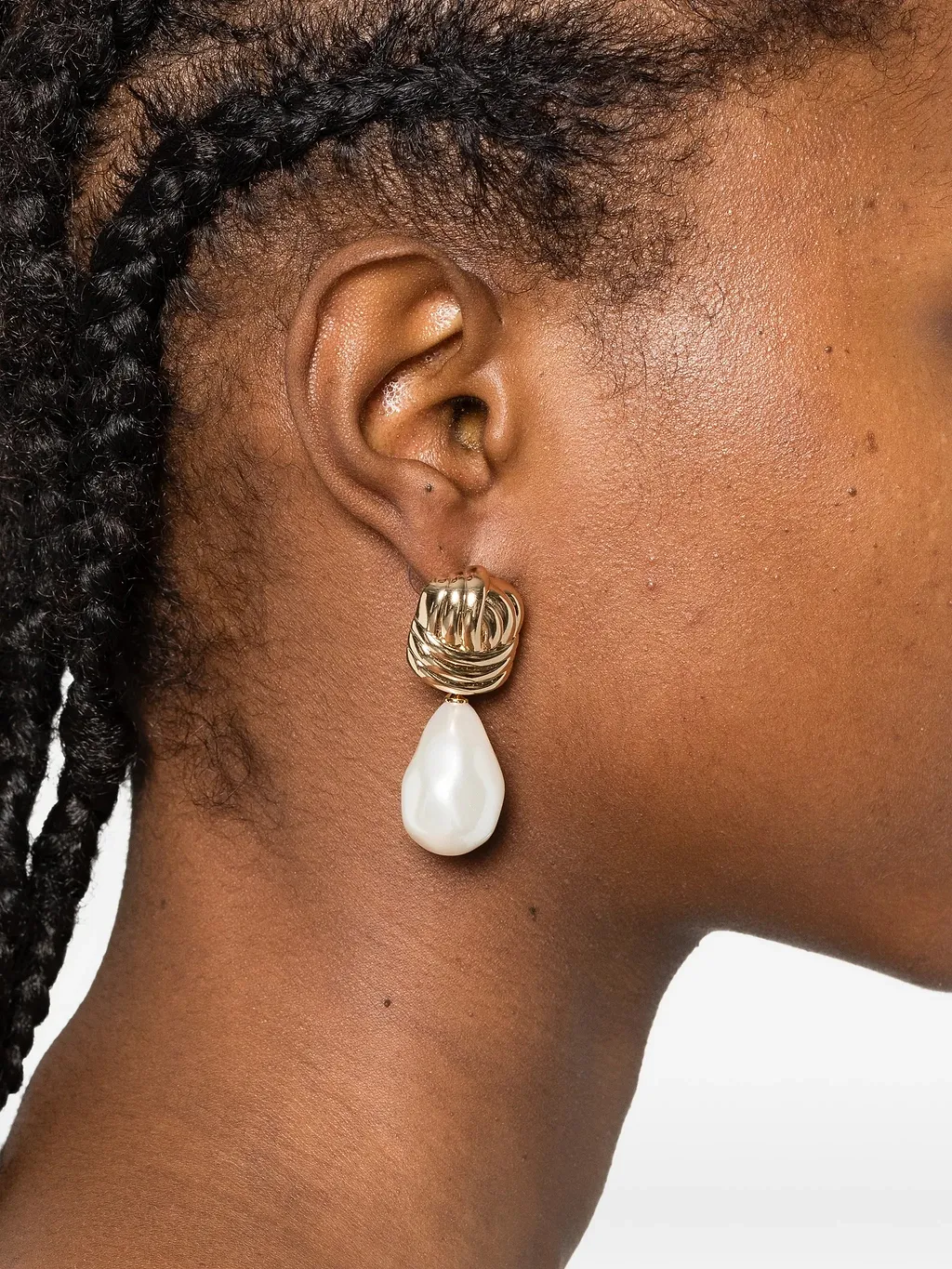 Gold Knot Pearl Earrings