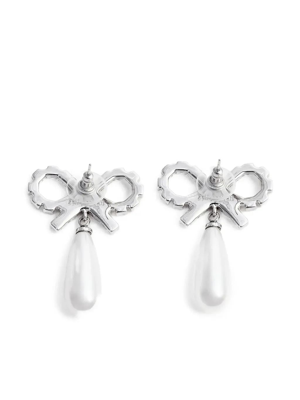 Self Portrait Crystal Bow Pearl Earrings