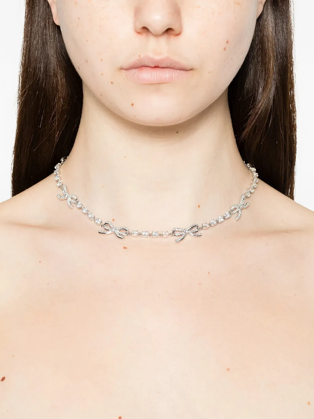 Self Portrait Crystal Bow Necklace