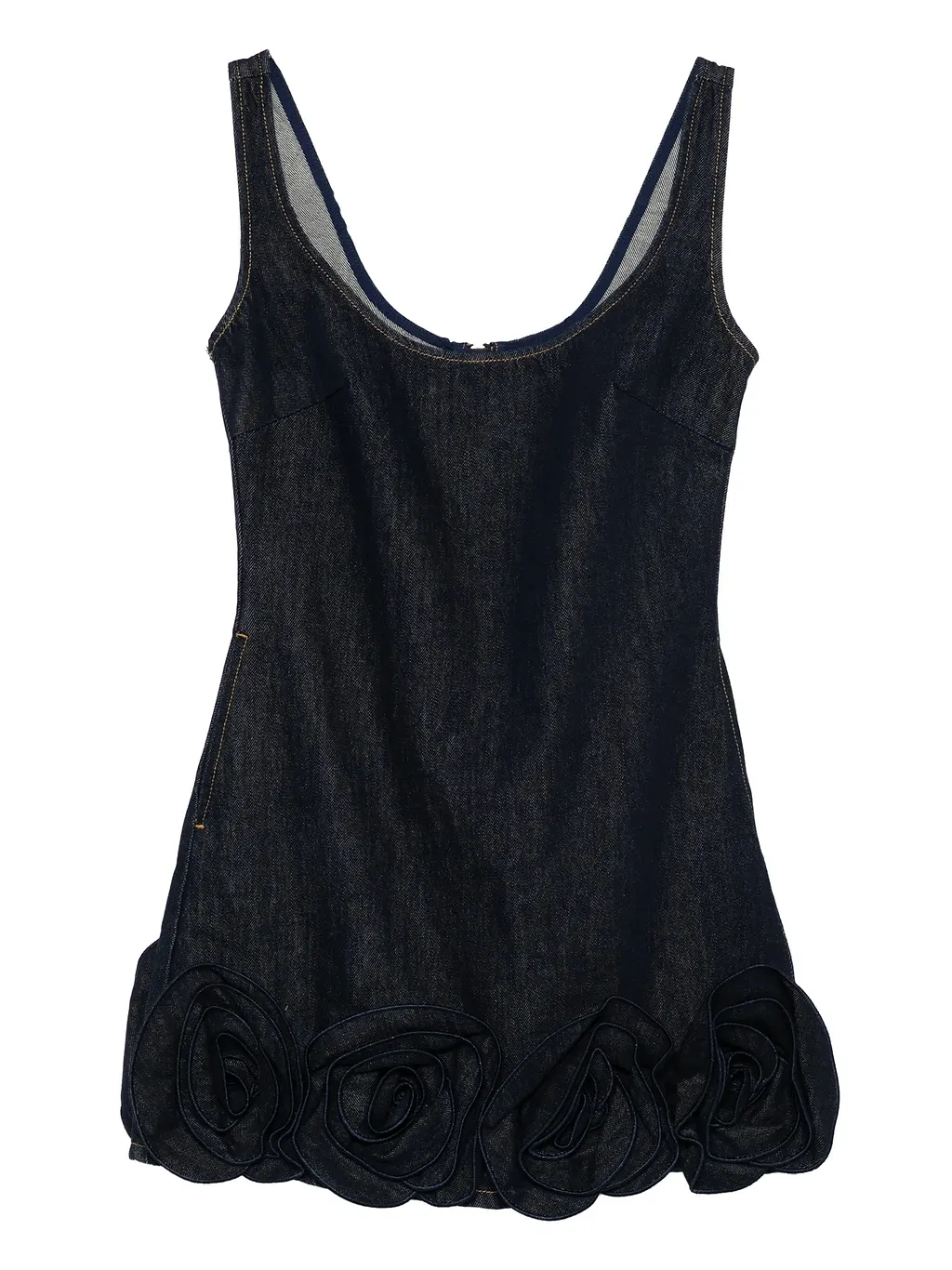 Self Portrait Indigo Denim 3D Flower Mini Dress