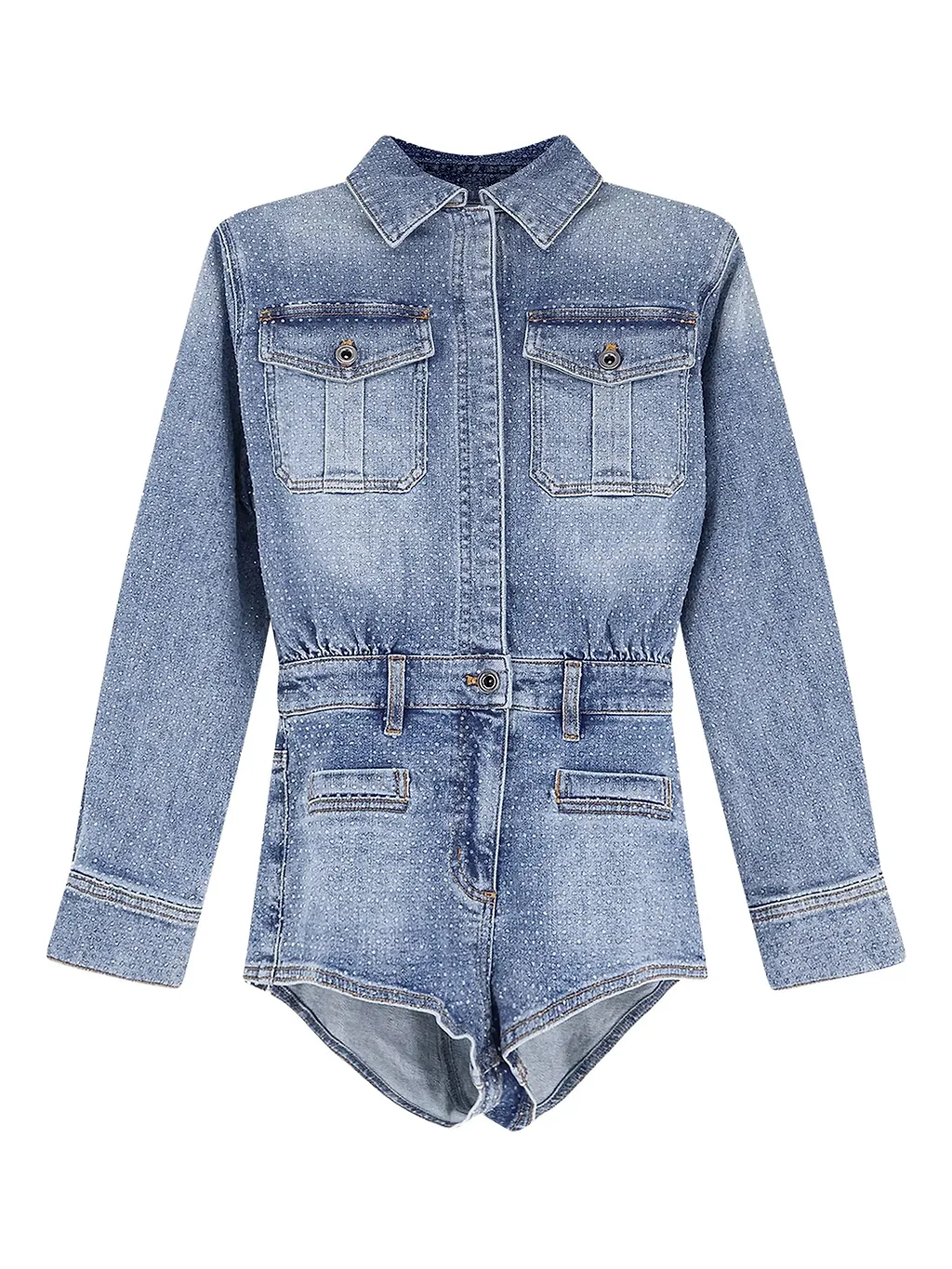 Rhinestone Denim Playsuit