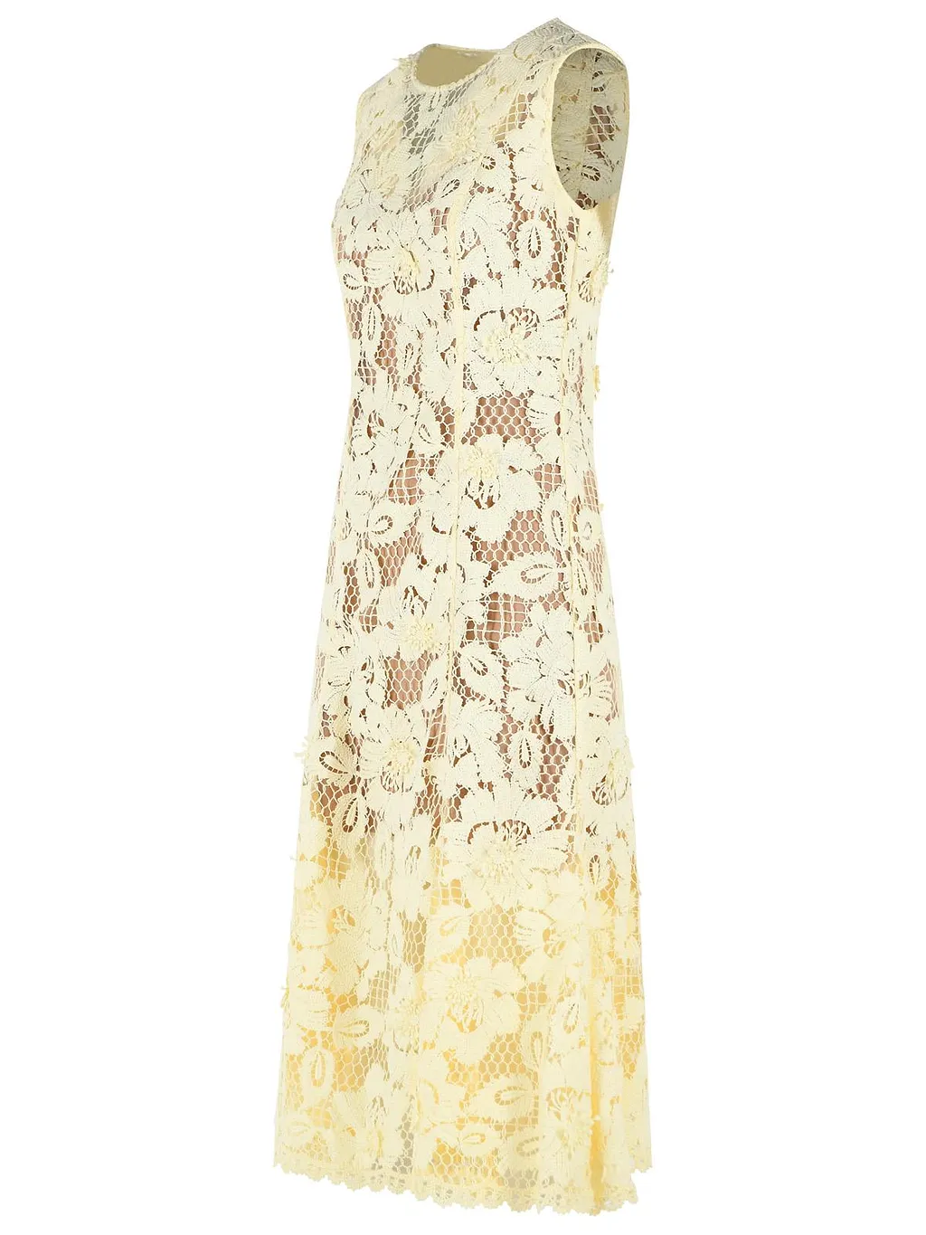 Self Portrait Crochet Yellow Polyester Dress