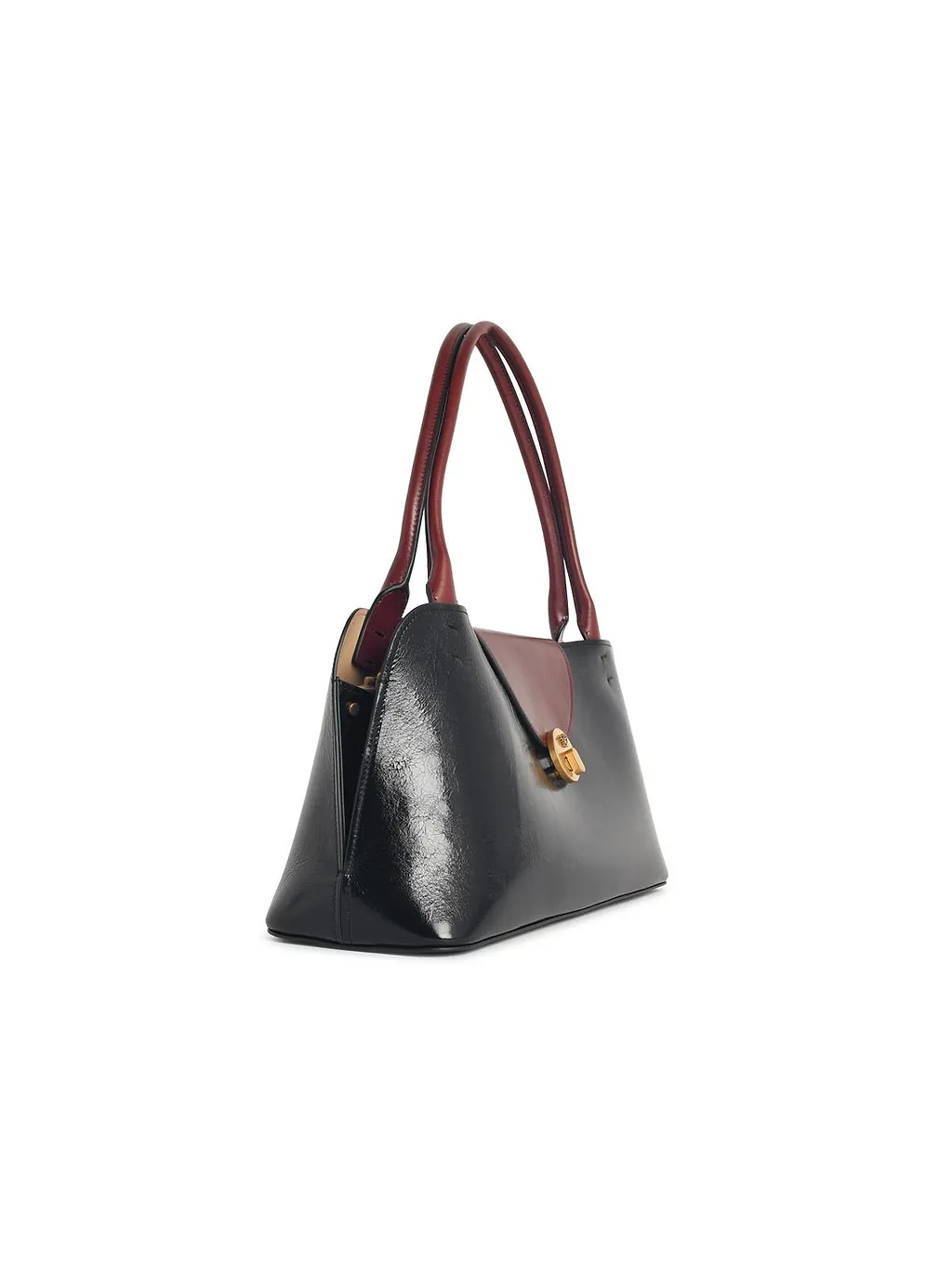 East/West Vivian Black And Brown Lear Shoulder Bag