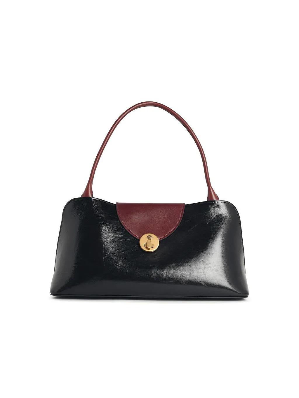 East/West Vivian Black And Brown Lear Shoulder Bag