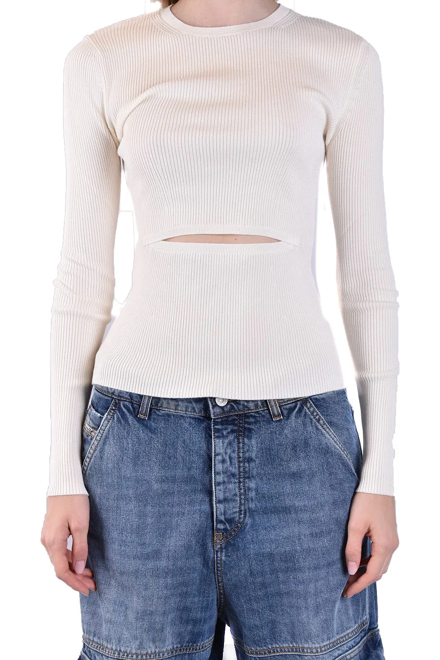 Diesel Ribbed Cut-Out Long Sleeve Top