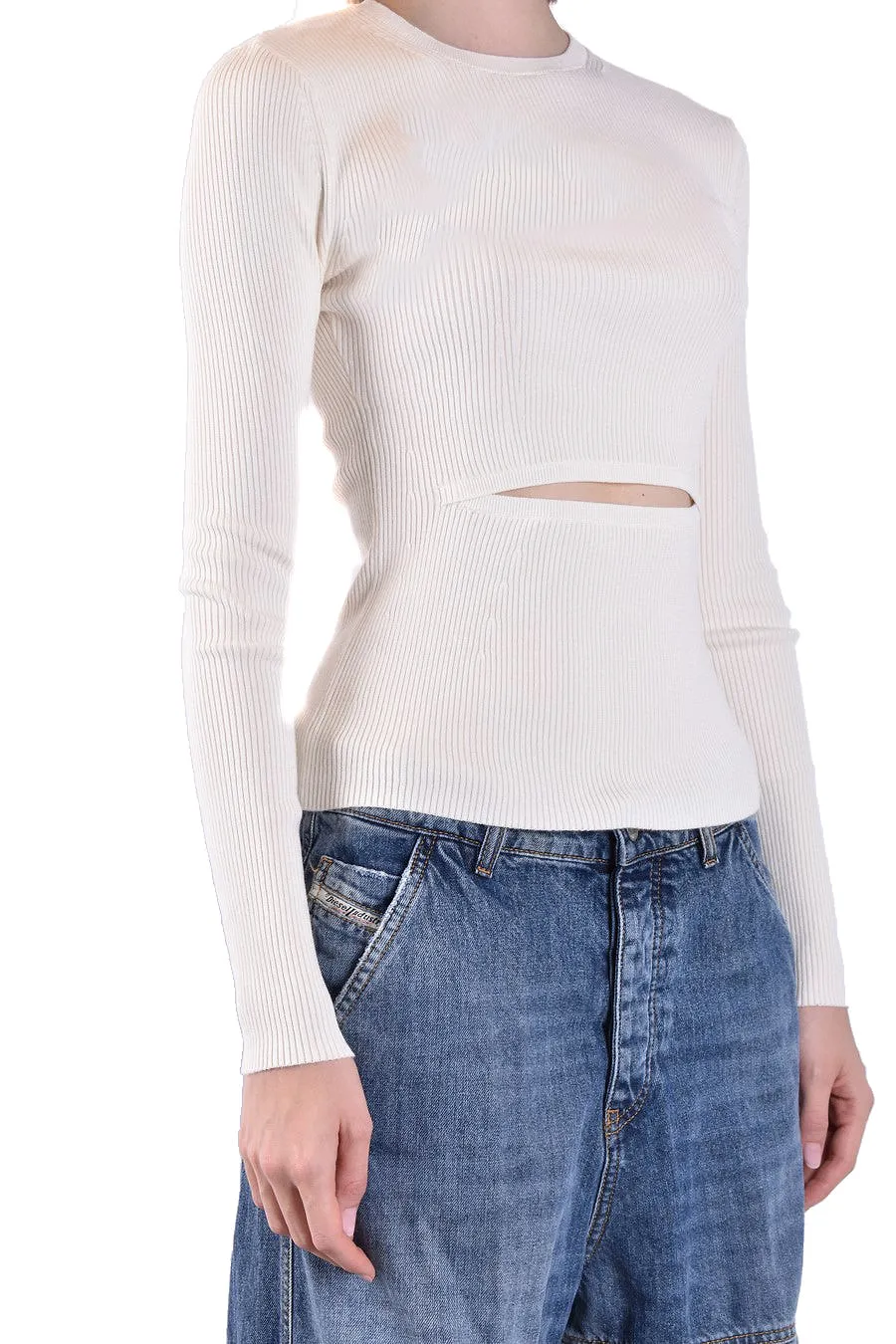 Diesel Ribbed Cut-Out Long Sleeve Top