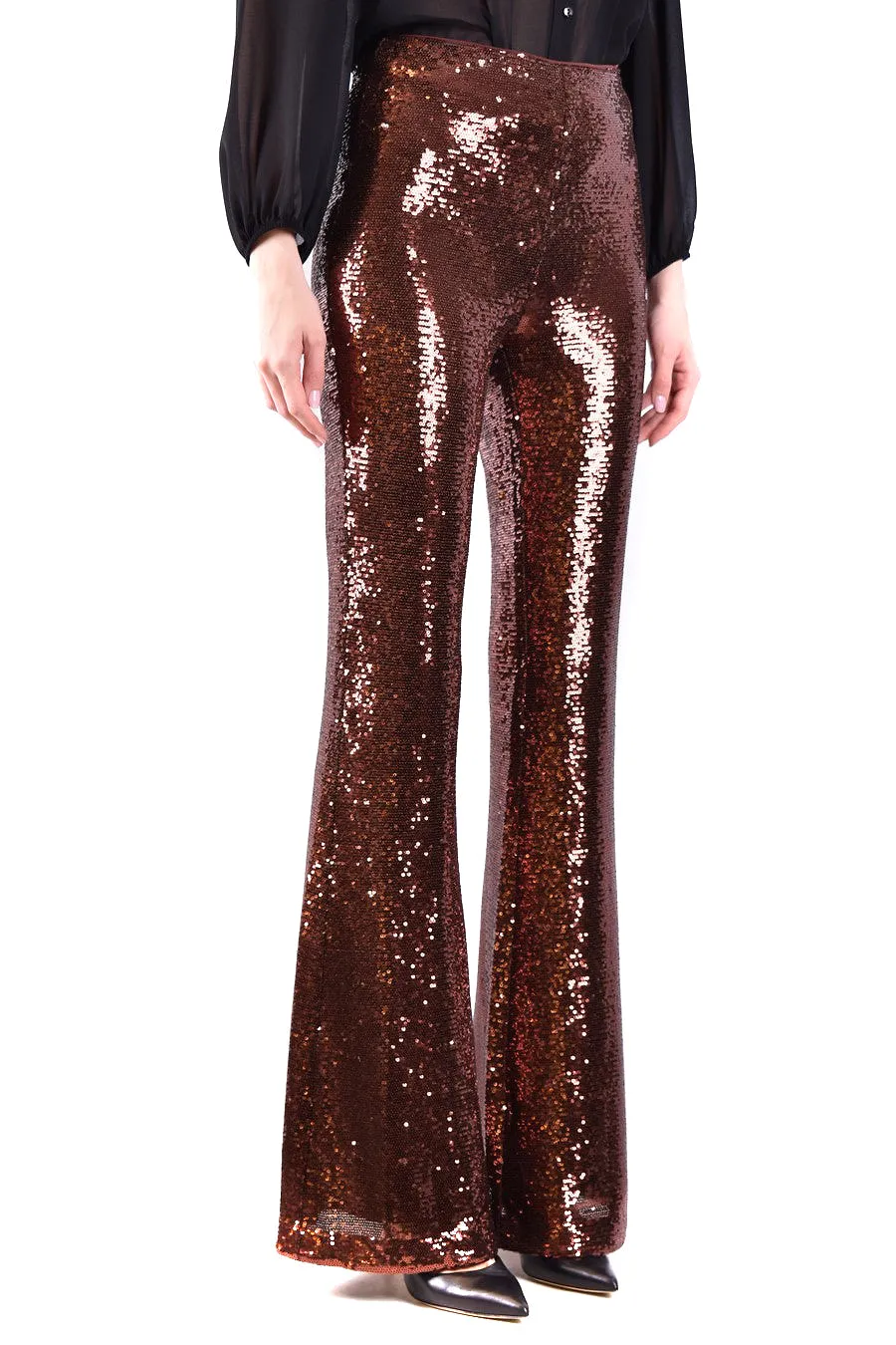 L'agence Brown Sequin Flare Pants