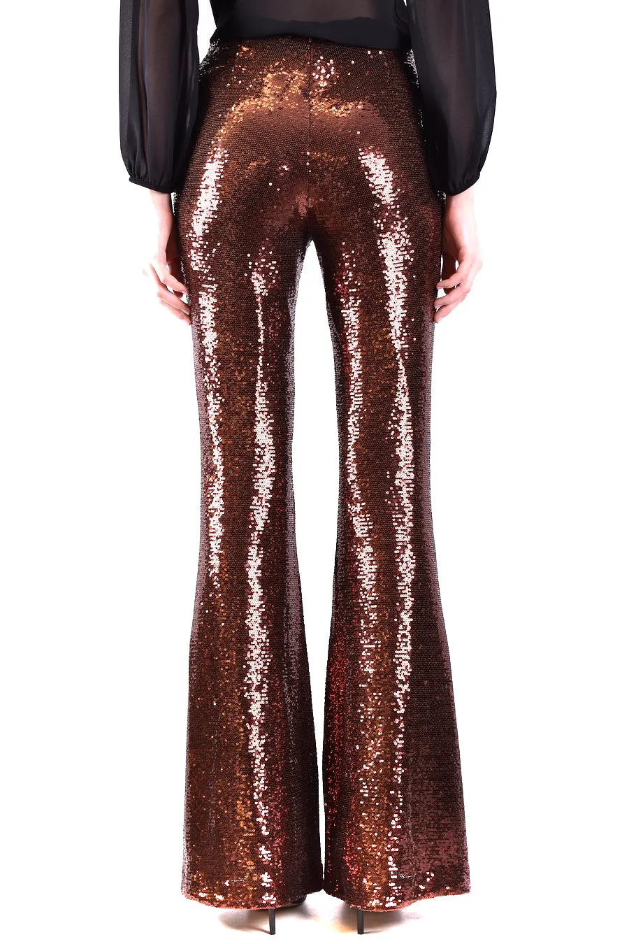 L'agence Brown Sequin Flare Pants