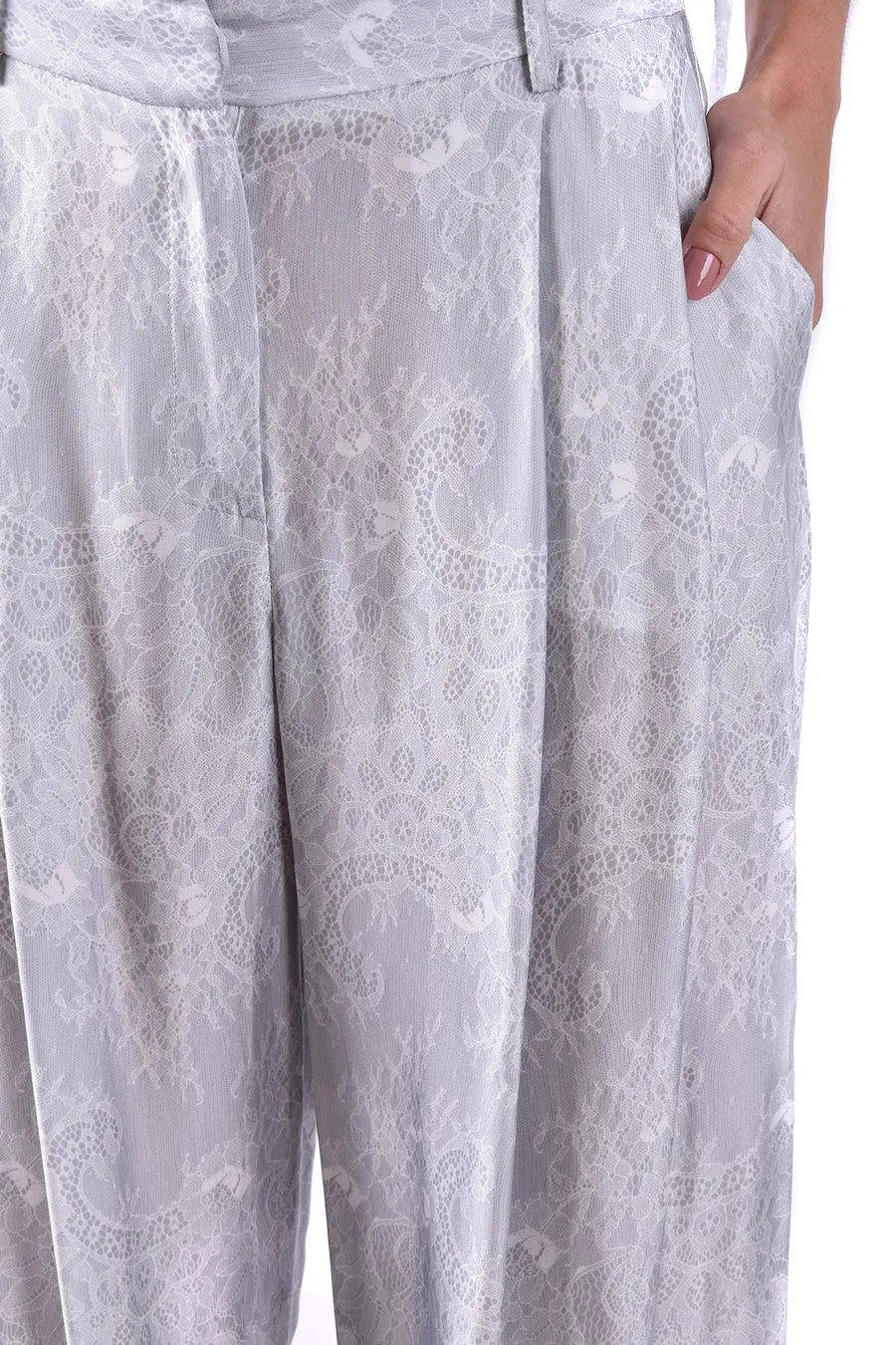Ermanno Grey Lace Trousers