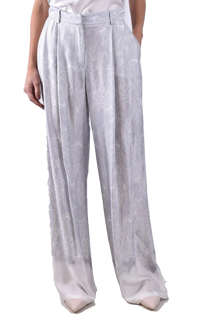Ermanno Grey Lace Trousers