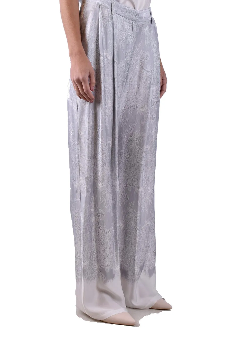 Ermanno Grey Lace Trousers