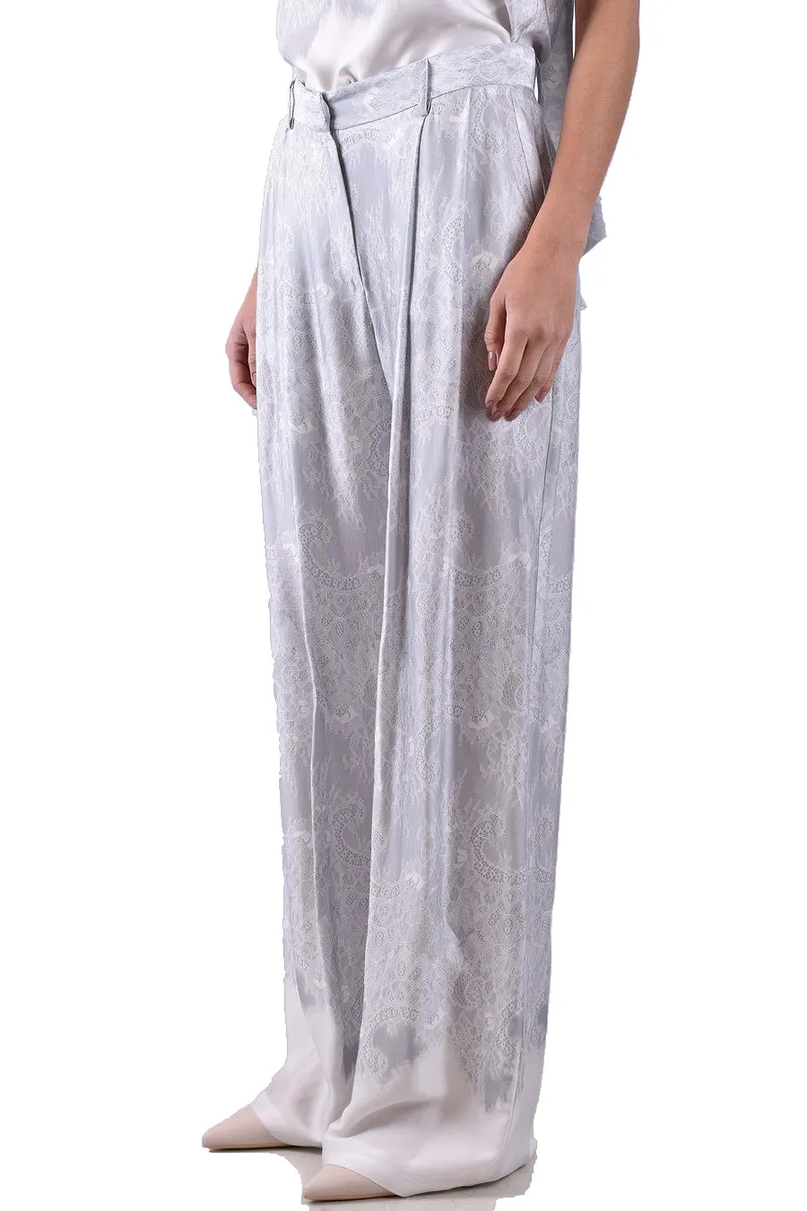 Ermanno Grey Lace Trousers
